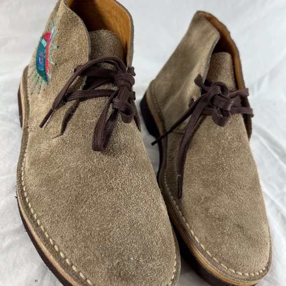 GUCCI Beige Suede Owl & UFO Embroidered Men's Ankle Boots Made in Italy 7.5-8US - Picture 6 of 15